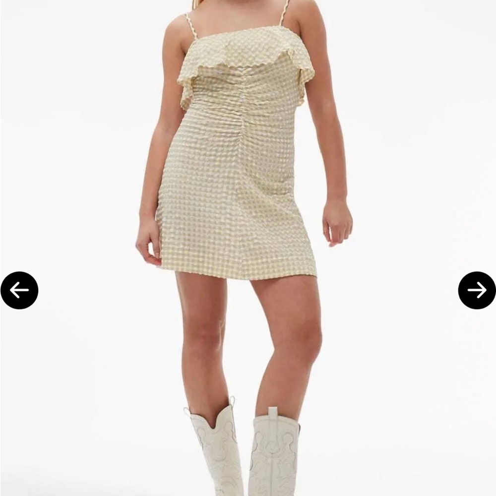 NWOT Ganni gingham seersucker mini dress - Picture 3 of 9